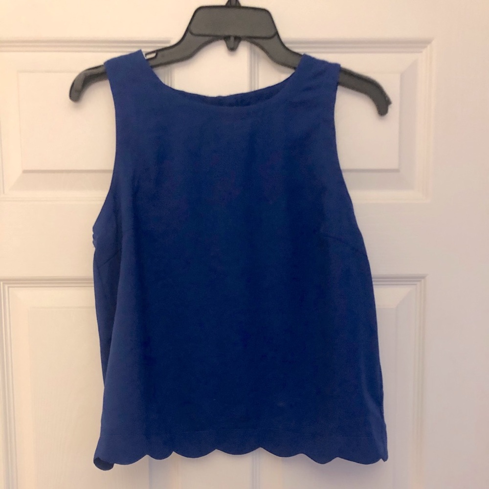 Royal blue cropped top with scallop bottom